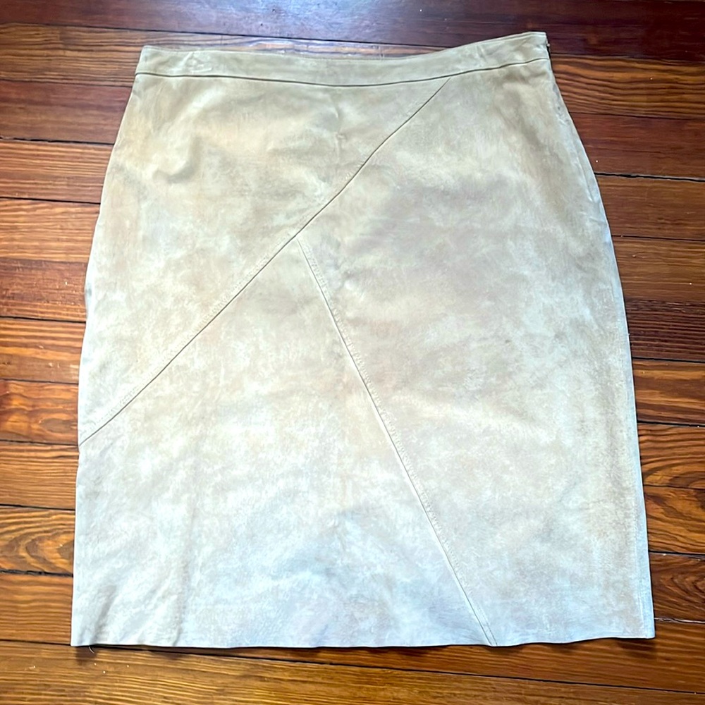 Tan Leather Skirt - 14P Vintage